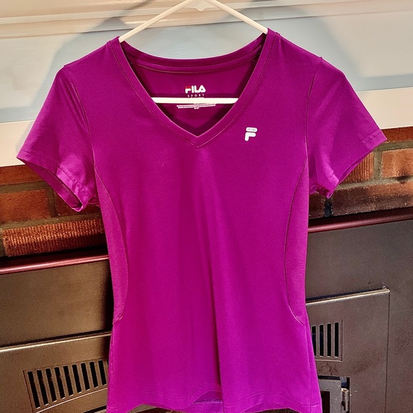 Fila Tops - WOMEN’S FILA ATHLETIC SHIRT-PURPLE WITH FILA LOGO